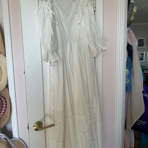 Ulla Johnson Narcisa Eyelet Dress Off Shoulder White 8 midi - Picture 4 of 4